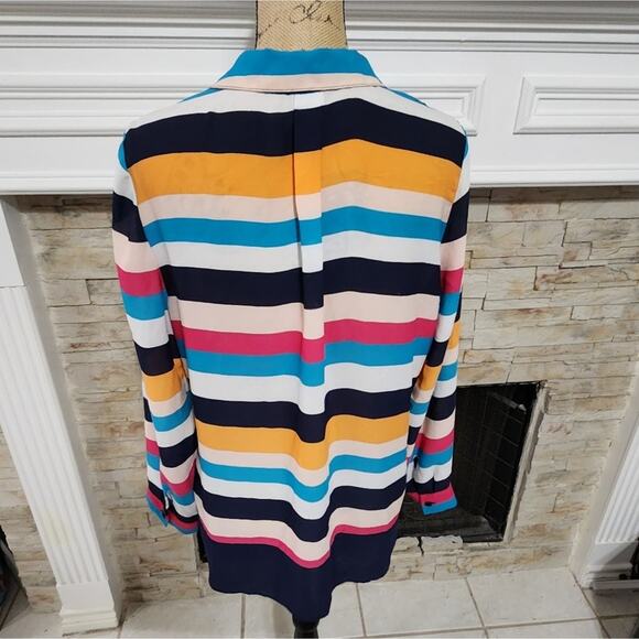 Chico's multi color striped button‎ down long sleeve shirt size 2 Large - Picture 4 of 6